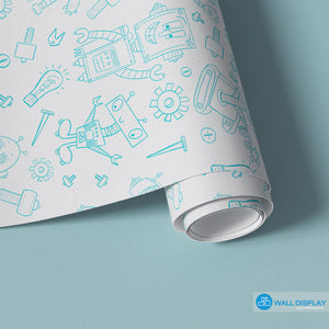 Robots Pattern Wallpaper for Kids in dubai, Abu Dhabi and all UAE