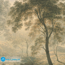 Load image into Gallery viewer, Serene River Valley Landscape Wall Mural with vintage trees and flowing stream
