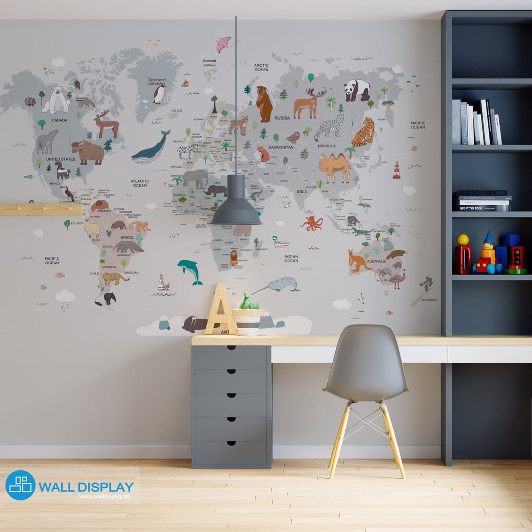 World Explorer Map - Kids Wallpaper walldisplay wallpaper-dubai