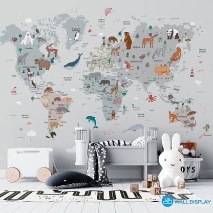 World Explorer Map - Kids Wallpaper walldisplay wallpaper-dubai