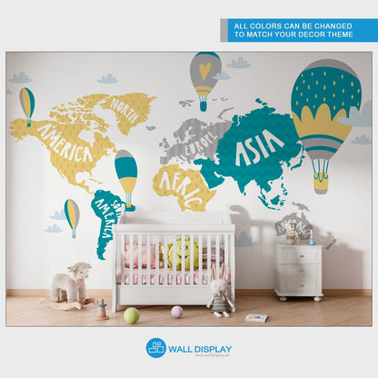 World Map III - Kids Wallpaper walldisplay wallpaper-dubai