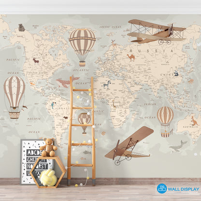 World Map II - Kids Wallpaper walldisplay wallpaper-dubai