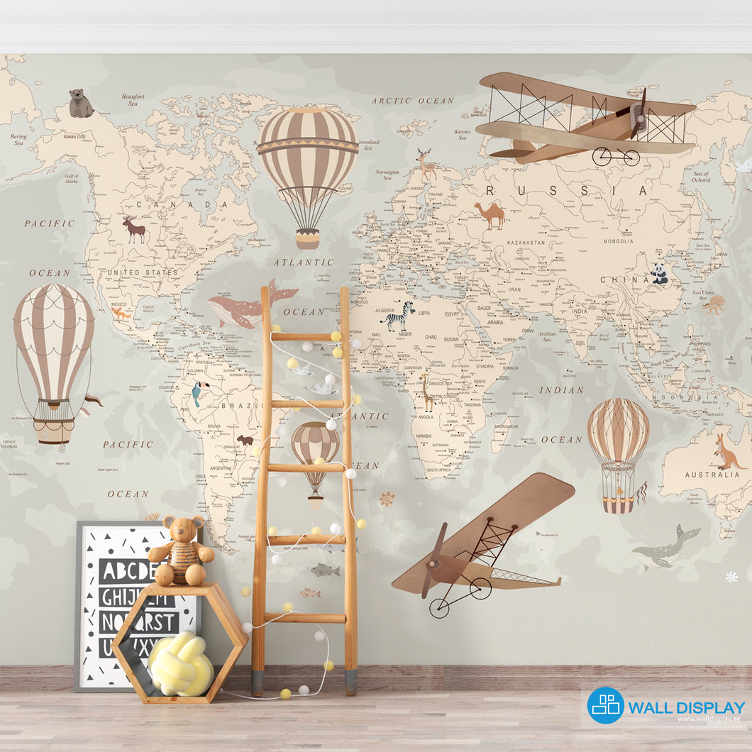World Map II - Kids Wallpaper walldisplay wallpaper-dubai