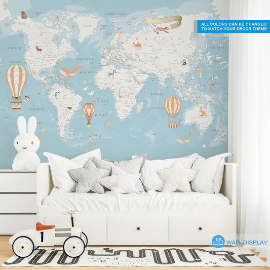 World Map II - Kids Wallpaper walldisplay wallpaper-dubai