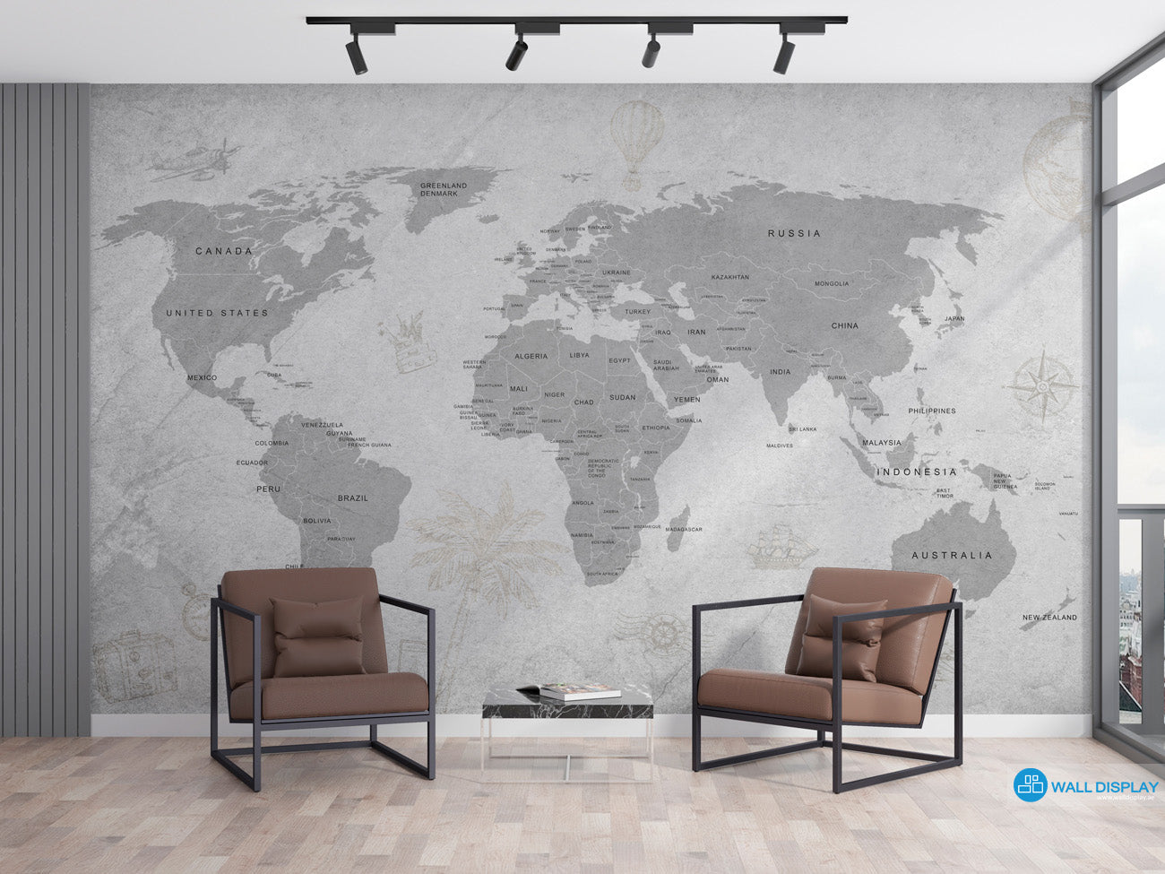 Vintage World Map wall mural in Dubai, Abu Dhabi and all UAE